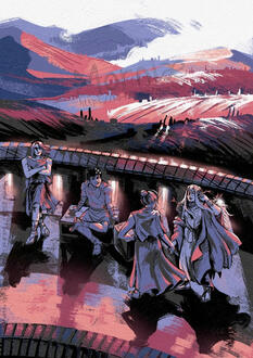 Illustration en pleine page pour l'intérieur du roman et des tirages.