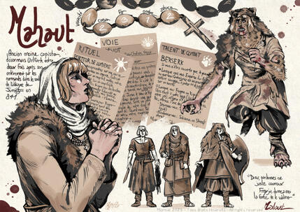 Fiche de personnage de Jeu de Rôle historique.